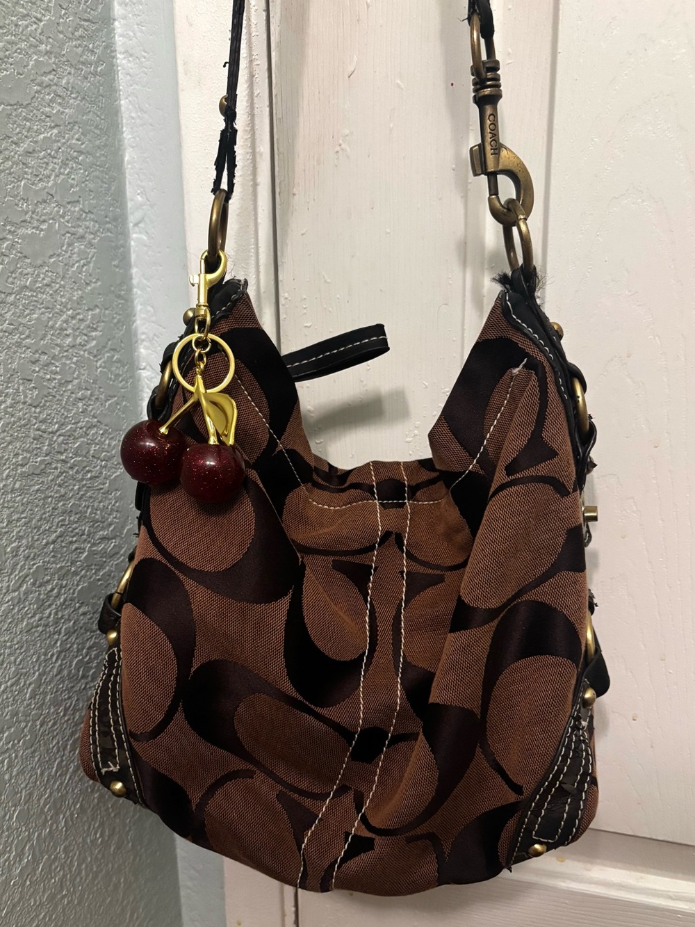 Vintage Coach Carly Dark Brown Shoulder Purse Hobo Bag - Picture 1 of 8